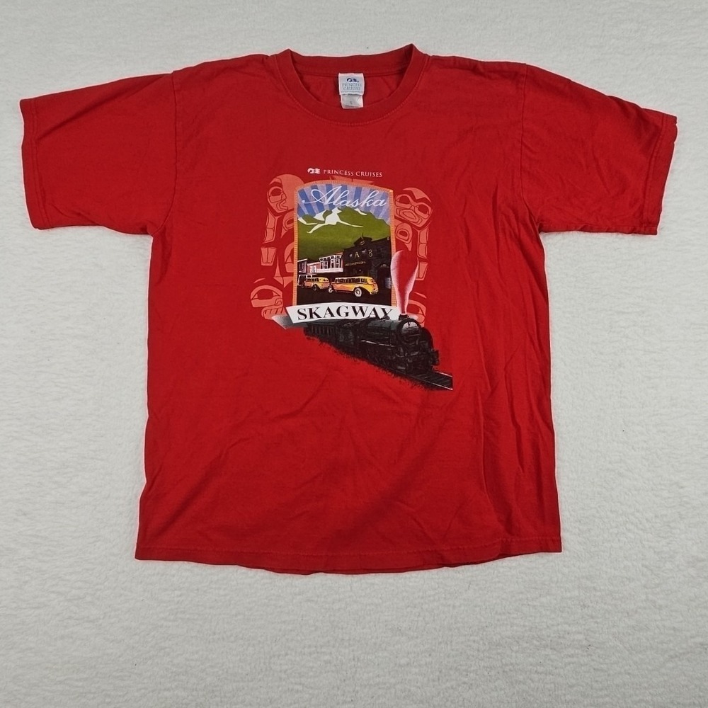 Vintage Princess Cruises Skagway Alaska Graphic T-shirt Red L‎